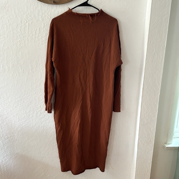 Frank & Eileen Brown Camel Isabelle Funnel Neck Sweater Dress Midi Maxi Small - Picture 7 of 12